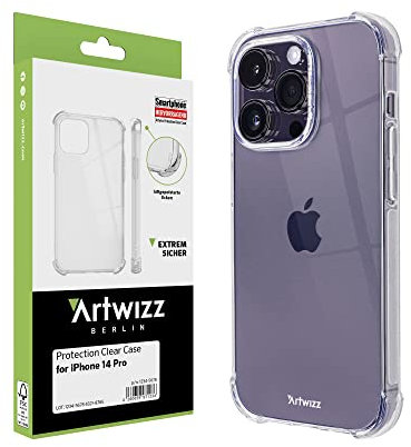 Artwizz Protection Case kompatibel mit iPhone 14 Pro - Schlanke Schutzhülle aus TPU mit Extra Luftgepolsterten Airbag Ecken - Transparent