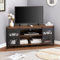 HOMISSUE Meuble TV d'angle pour TV de 55 pouces, centre de divertissement d'angle rustique avec rangement, table console multimédia industrielle avec porte de grange coulissante, centre de