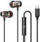 jj-shop24 In-Ear USB-C Kopfhörer Sport Headset BASS für iPhone Huawei Samsung iPad Xiaomi Google USB c mit Kabel und Mikrofon schwarz