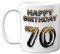 70th Birthday Gift for Men - Black Gold Glitter Balloons - Happy Birthday Mug Present for 70 Year Old Dad Grandad Uncle Cousin Friend, 11oz Ceramic Dishwasher Safe Coffee Mugs Cup