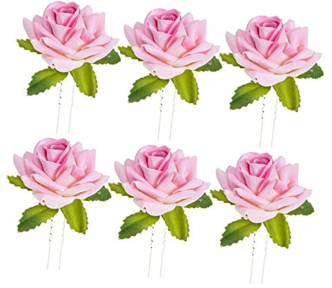 6Pcs Rosa Dei Forcella Decorazioni Per Fiore Tornante Acqua Di Rosa Rosa Rossa Clip Di Per Le Ragazze Tiara Per Le Ragazze Barrette Per Le Ragazze