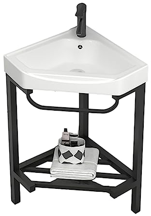 AMEERR Kleiner Eck-badezimmerschrank Unterschrank Waschbecken Mit Heißem Und Kaltem Wasserhahn-Abfluss Eckwaschbecken Waschbecken Eckwaschbecken Handwaschbecken In Weiß (Size : 4747)