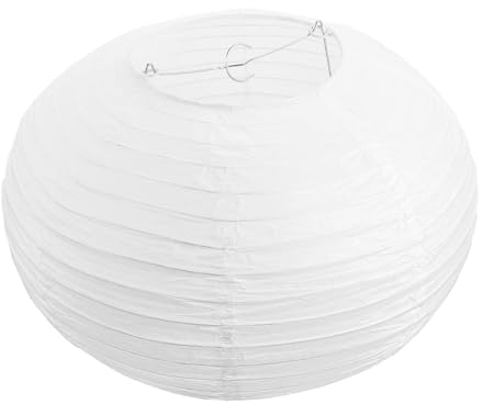 Angoily Weiße Runde Papierlaterne Reispapier-Lampenschirm Hängende Eisen-Papierlampe Papierlaternen-Lampen Dekorative Papier-Lichtabdeckung Zubehör E14