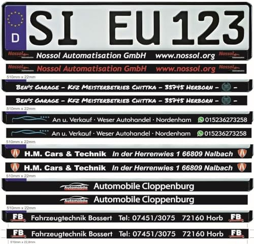 Kennzeichenhalter schwarz mit individuellem Wunschtext Bedruckt NEU (2)