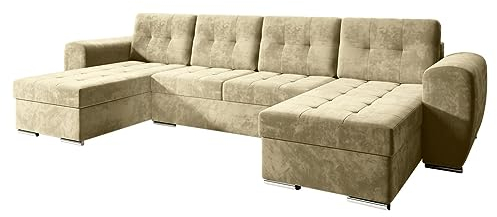Mirjan24 Ecksofa Perniro U, Freistehendes Ecksofa, Polsterecke mit Schlaffunktion und Bettkasten, Big Bettsofa, U-Form Sofa für Wohnzimmer, Polstergarnitur (Monolith 04)