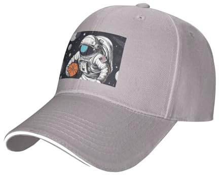 YYHWHJDE Astronaut Space Basketball Prints Unisex Baseball Cap Schwarz: atmungsaktiv, leicht, grau, One size