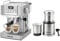 GEEPAS Espresso Coffee Machine & 200W Coffee Grinder Combo Set | 1465W Coffee Maker with Milk Frother | Electric Wet & Dry Food Processor Coffee Mill for Spice Nuts Chutney, 75g Detachable Bowl