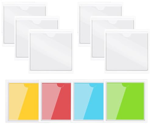 Dzxin Porte Carte Assurance Pare Brise Voiture, 6 pcs Support Autocollant Transparent, Pochette Adhésive sur Pare Brise Auto Camion pour Carte VTC/Taxi/Ticket Disque de Stationnement