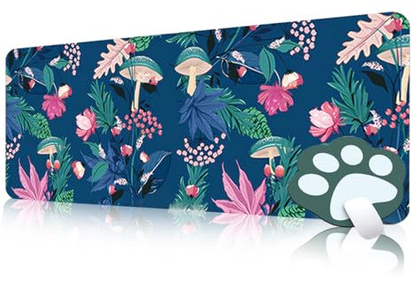 FAIRYGATE Personalised Mouse Mat Blossom Design for Office Rectangle Large Gaming Mousepad Abstract Modern Leaves 900 x 400 x 3 MM for Bussiness Home B6802-L