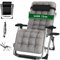 PETHOMEL Zero Gravity Chairs,Outdoor Reclining Garden Chair Folding Sunloungers with Cup Holder/Headrest Pillow (A- with grey cushion, Set of 1)