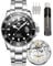 OLEVS Herrenuhr Großes Zifferblatt Datum Wasserdicht Mechanische Uhr Edelstahl Night Glow Luxus Vollautomatische Mechanische Uhr, 6650-Benhei, Modern