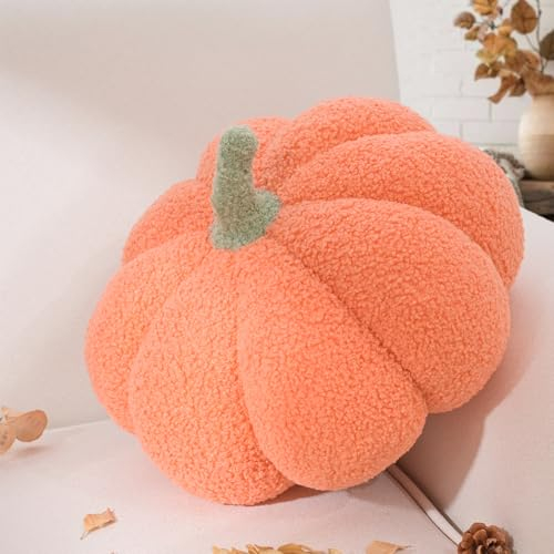Yhoelata Halloween Kürbis Kissen, Kissen Kürbisform Orange Dekokissen, Herbst Zierkissen Aesthetic Sofakissen Pumpkin Pillows, Bett Deko Kissens Runden für Kind Schlafzimmer, Geschenk 20 cm