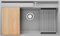 PRIMAGRAN Fregadero Cocina Gris 88x53cm, Granito 1 Seno + Sifón + Accesorios, Sobre encimera al mueble 90cm - Oslo Pocket
