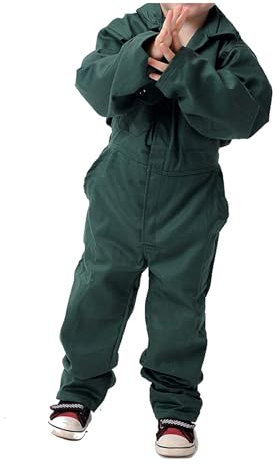 IBEX Unisex Kids Boiler Suit, Dungarees, and Overalls | Halloween Fancy Dress Coverall for Toddlers & Children, Green, 5-6 Years (26)