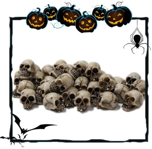 Doukesh 20 Stück Mini Totenkopf,Halloween Totenkopf Klein,Kunststoff Schädel Kopf,3D Skelett Kopf,Mini Schädel Blumentopf Dekoration,Mini Totenkopf Deko für Halloween,Gruselparty,Halloween Dekoration