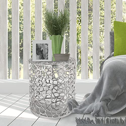 Beistelltisch Metall Dekotisch ø 40x46 cm rund Agadir Silber o. Gold Farbe Silber