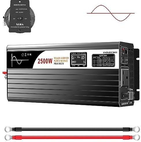 Xijia 2500W (Peak 5000W) Pure Sine Wave power Inverter DC to AC 230V 50HZ Solar converter For Home Use car (DC48V (Range 40V-60V) 2500W)