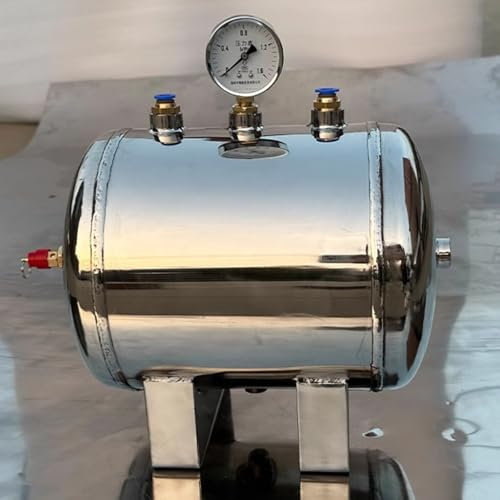 Stainless Steel Air Pressure Tank Portable, 13 10 8 5 2.5 1.3 Gallon Horizontal Reservoir Air Tank Replacement, Air Compressor Expansion Tank with Complete Installation Kit(30 L (7.92 Gal))