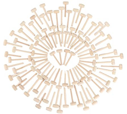 Yosoo Mini Wooden Hammer for Chocolate, 100pcs Birch Mallets for Breakable Chocolate Heart, Suitable for Hitting Blocks, Pumpkins, Chocolate