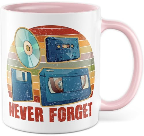 Tasse Retro Geschenk Never Forget 90s, Kaffeetasse Deko 90s-Liebhaber Oldies Nostalgie Erinnerung Vintage, Geschenkidee 90s-Fan Kaffee-Becher