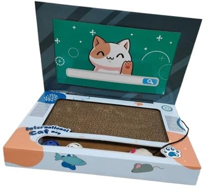 MagiDeal Cat Scratcher Laptop Cat Laptop Toy Foldable Kitten Toy Cat Furniture Cardboard Cat Scratcher Cat Scratch Pad for Gifts Kitty