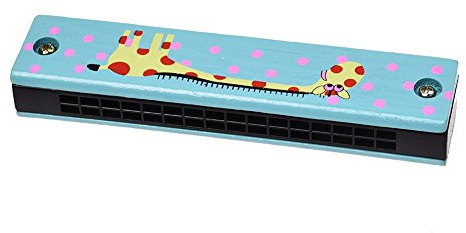 Qerwsdty Giraffen Muster Dual Reihen 32 Loch Kinder Mundharmonika Harmonika Blau