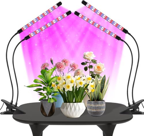 2Paquetes Lámpara para plantas de,lámpara de crecimiento en forma de V, luz de crecimiento de espectro completo para plantas de interior, luz para plantas con temporizador de 6/12/18h (Rojo+Azul)