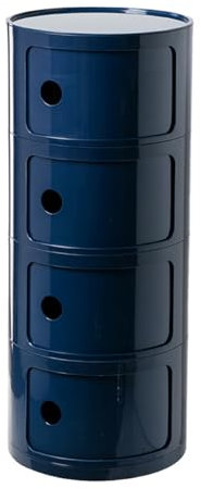 Nordic Moderner Mini-Beistellschrank mit rundem Design und 4 Ebenen, blaue Farboption