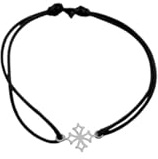 TALISMAN JEWELLERY Bracelet en Argent 925 avec cordon extensible noir - Croix Occitane/Croix de Toulouse