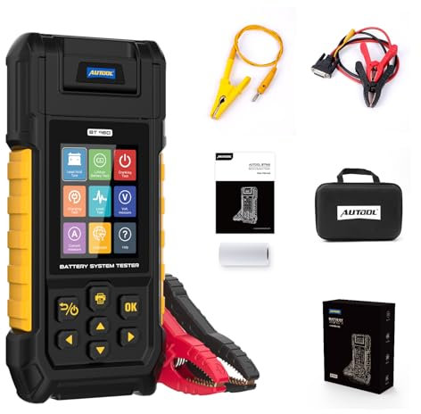 AUTOOL Tester batteria auto 12V 24V Automotive Battery Load Tester 30-2000 CCA, tester batteria con stampante, supporto batteria al litio, protezione revisione dati
