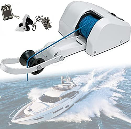 Electric Boat Anchor Winch 12V with Remote Control Marine Saltwater Heavy Duty Towing Winches 25 LBS for Fishing Boat Pontoon Boat