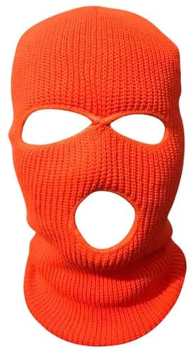 YUECIBAI Fliegermützen 3 Loch Strick Abdeckung Winter Ski Schal Mütze Orange