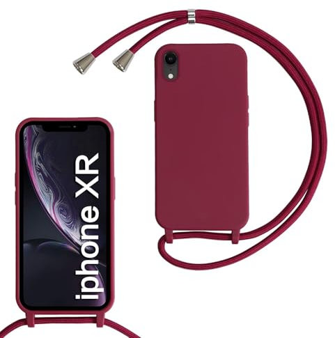 xinyunew Handykette für iPhone XR Hülle mit Band, Handyhülle mit Schnur zum Umhängen, weiche TPU Silikonhülle mit Band [abnehmbar] Halskettenhülle für iPhone XR-Rot