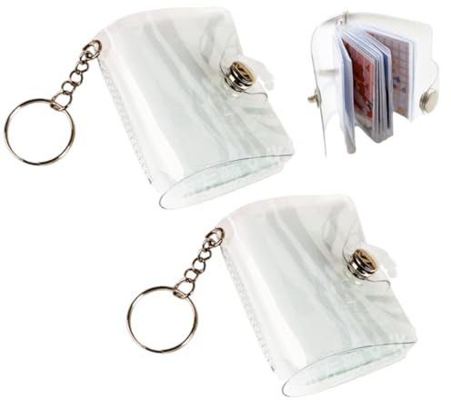VOMZIKL Mini Album Fotografico Portachiavi Album Fotografico, 2 Pezzi Mini Album Fotografico Portachiavi Trasparente, con 20 Tasche, Mini Album Fotografico 2 Pollici Album Portatile