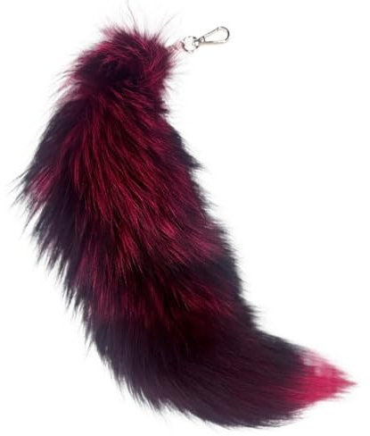 40CM Fuchsschwanz Anhänger Keychain Fox tail Schlüsselring, Weich Flaumig Fell Schwanz Tasche Zusätze Auto Schlüsselketten Anhänger Handtasche Dekoration (Rot,40CM)