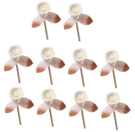 JUMPLAWN 10stücke Rattan Duftstäbchen Für Ätherische Öle Diffuser Mit Rosendekor Für Raumduft Für Wohnzimmer Badezimmer Büro Und Hochzeiten Intensiviert Die Duftverbreitung Und