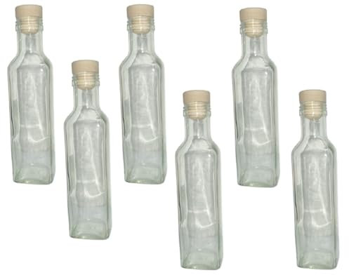 COSE DA CASA 6 Bottiglie in vetro 250 ml con tappo per liquori limoncello decorazioni decoupage bomboniera bottigline olio sali minerali collezione