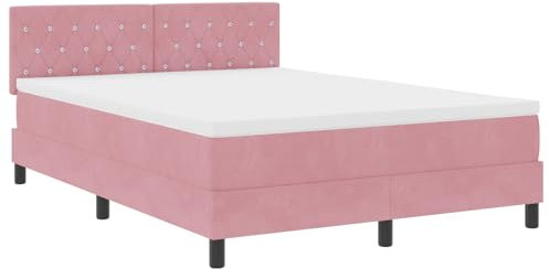 vidaXL Boxspringbett mit Matratze Rosa 160x200 cm Samt