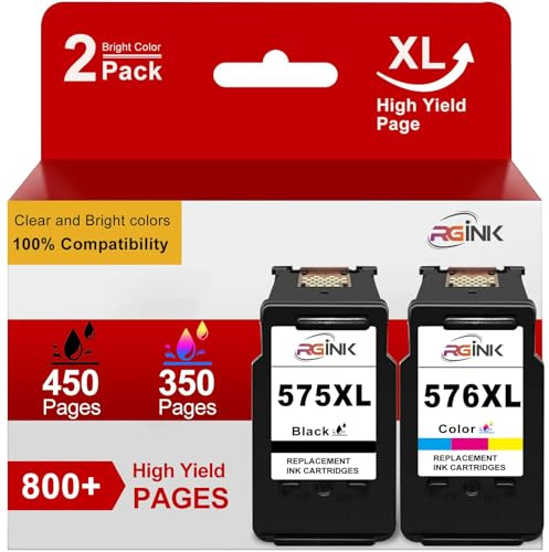 575XL 576XL PG-575XL CL-576XL Druckerpatronen für Canon 575 XL 576 XL Tintenpatrone 575 576 Multipack 575XL 576XL PG-575 CL-576 für TS3550i TR4750i TS3551i TS3750i TR4751i(575Schwarz, 576Farbe)