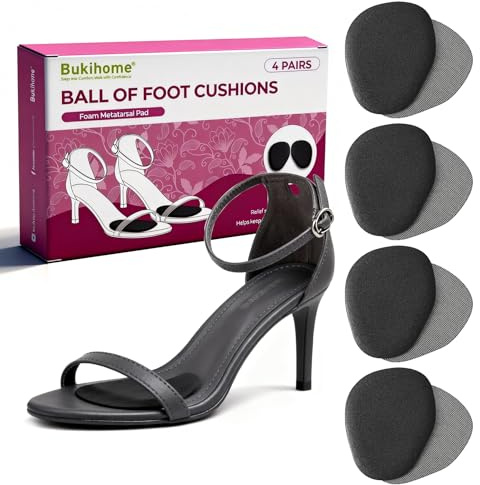 8 Pieces Demi Semelles Chaussures Femme - Bukihome Coussinets métatarsiens antidérapants pour talons hauts, sandales, mariage, fête, couleur noir