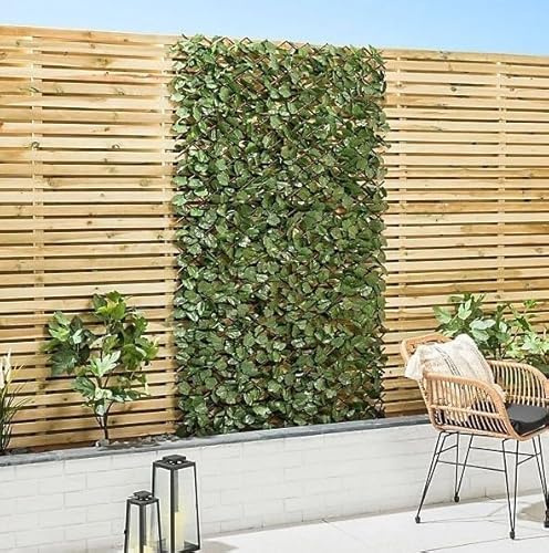 Garden Mile Ivy Leaf Trellis Panel Fence Privacy Screen for Garden Artificial Trellis Living Wall Panel Flower Expandable Privacy Fence Screening Medium 180 x 90cm