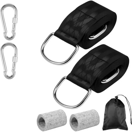 ULIJTH Robuste Hollywoodschaukel-Befestigung mit Karabinern für Outdoor-Camping, Garten, Hängematten-Gurt für den Garten