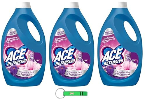 6x ACE Waschmittel Lavendel - Waschmaschine Flüssigwaschmittel - Wirksam bei allen Arten von Flecken,27 Wäschen 1350ml + Beni Culinari Kostenloser Schlüsselanhänger