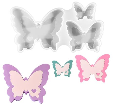 3 Stück Silikonform Schmetterling Groß Mittel Klein für Silikon Frühling Deko, 3D Gipsformen zum Gießen von Raysin Beton Kerzen, Silikonformen Gießformen Set