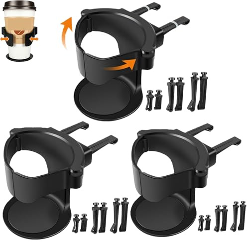 Car Cup Holder Expander, 3-Pack Car Cup Holders, Secure Drink Holders for Cars, Compatible with Various Vehicle Models, Durable Construction for Daily Use