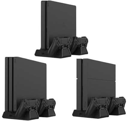 PS4 Stand With Cooling Fan For PS4/PS4 Slim/PS4 Pro,Compatible For Playstation, 4 Cooling Station With PS4 Controller Charger And 12 Game(TP4-882)