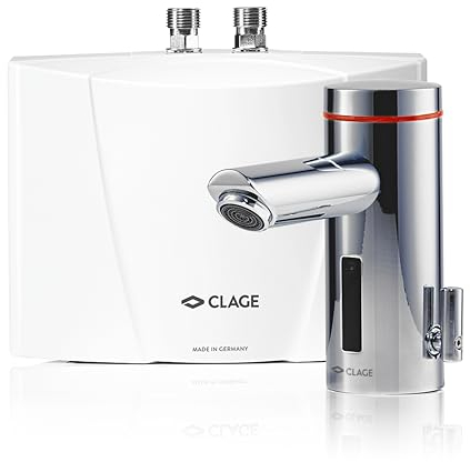 CLAGE MBX3 Lumino elektronischer Klein-Durchlauferhitzer mit Sensorarmatur, für hygienisches + effizientes Händewaschen, 3,5kW mit Stecker, druckfest, Premum Gerät, VDE-GS geprüft, 1500-15113