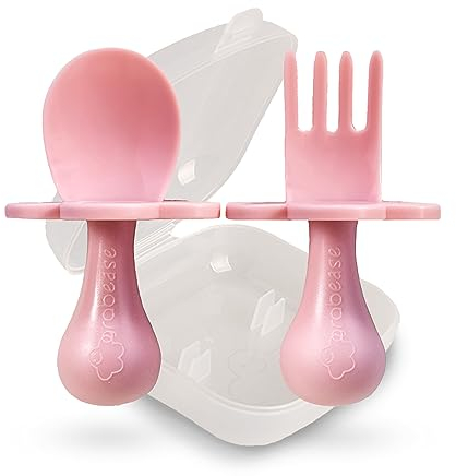 Grabease Toddler Utensils Baby Utensils Baby Forks for Self Feeding, Bpa-Free & Phthalate-Free for Baby & Toddler, 1 Set, Blush