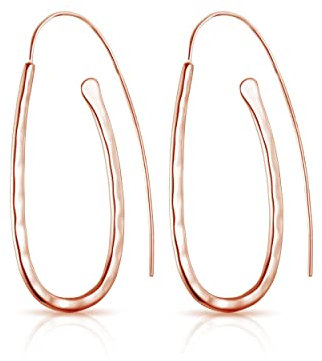 Philip Jones Rose Gold Plated Sterling Silver Hammered Hoop Earrings