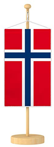 Vispronet® Tischbanner Norwegen Nationalfahne Set ✓ Fahne & Ständer ✓ Kordel-Rand